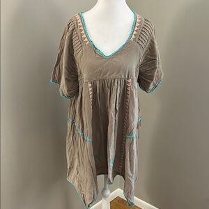 Umgee Handkerchief Hem Mini-Dress/Tunic, Sz L